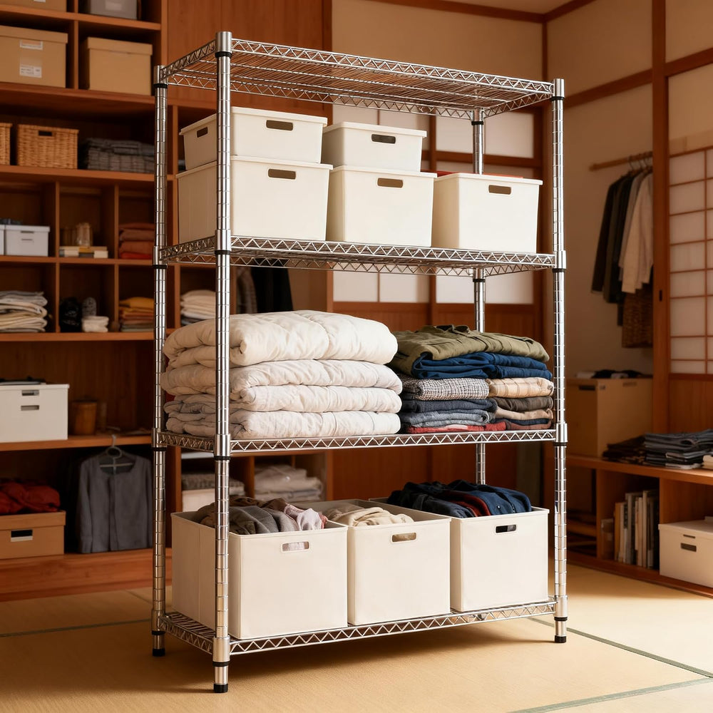 M MZG 4 Tiers Shelf Metal Storage Shelves 2640 lbs Steel Storage Shelving Uti...