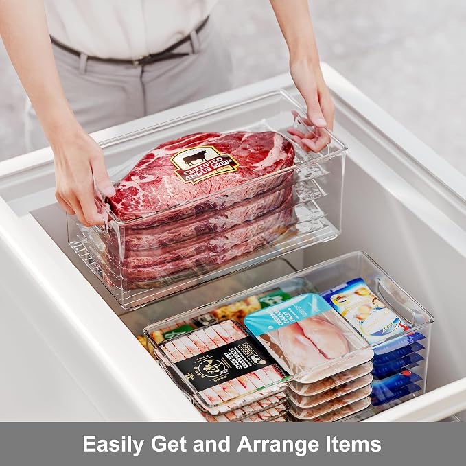 2 Pack Clear Freezer Organizer Bins Stackable Storage Bins - Image 5