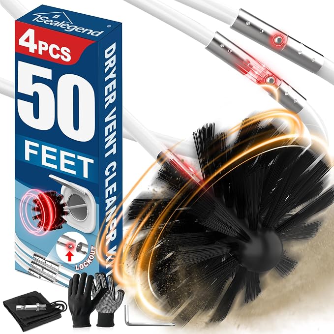 Sealegend 50 Feet Dryer Vent Cleaner Kit/Lint Remover/Fireplace Chimney by Sealegend