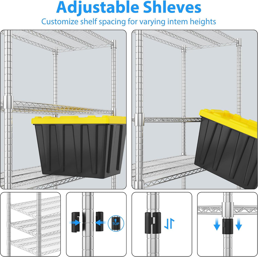 Homdox 5 Tier Storage Racks and Shelving, 24"x60"x82" Heavy Du...