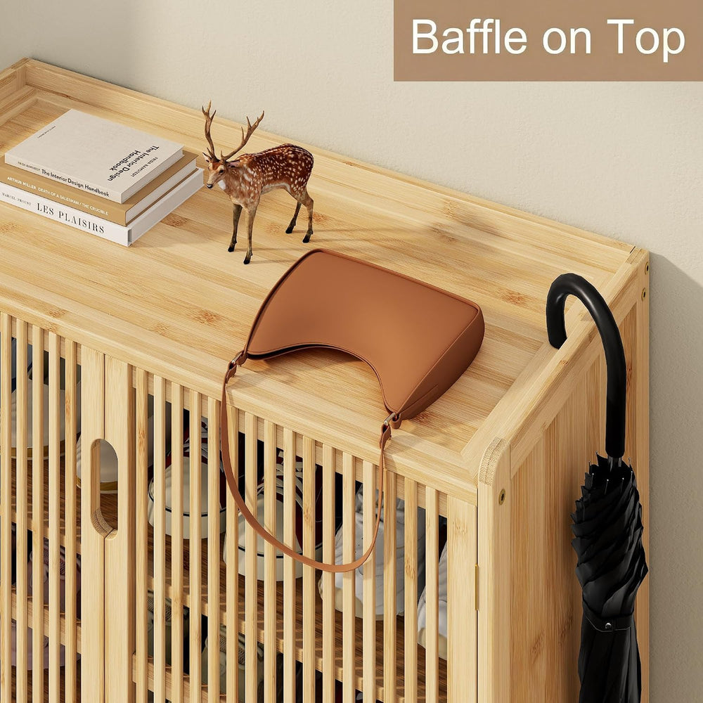 Bamboo Shoe Storage Cabinet for Entryway with Doors, Hidden Shoe Organizer