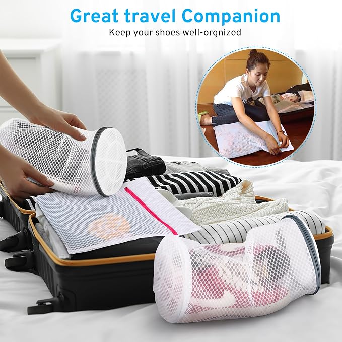 2 Pack 2 Size 120g Honeycomb Shoe Washing Machine Bag, Fabric Shoe Bag - Image 5