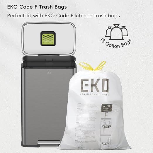 EKO Madison Gunmetal Stainless Steel 50 Liter/13.2 Gallon Step Trash Can - Image 8