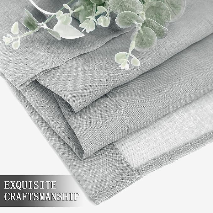 Tollpiz Short Sheer Tier Curtains Linen Textured Half Kitchen Curtain Sheers - Image 7
