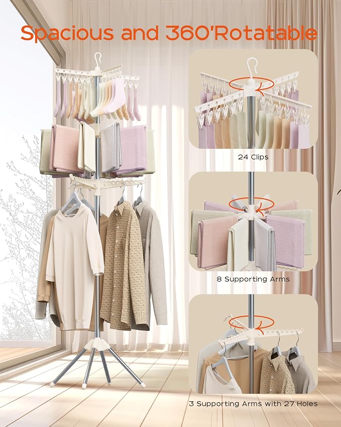 Clothes Drying Rack Foldable, 79.5 inch 3 Tier Laundry Drying Rack - Image 4