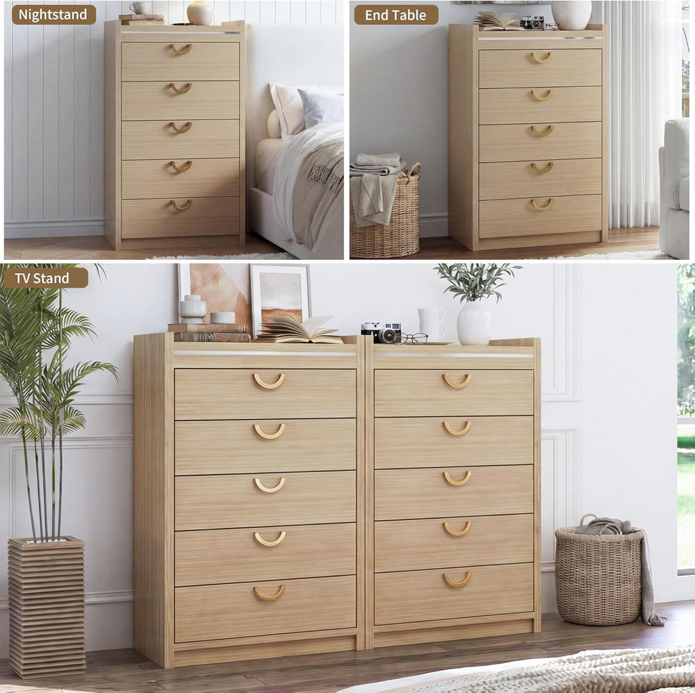 Gyfimoie 5 Drawer Dresser for Bedroom, 46.4" Tall Modern Chest of Drawer...