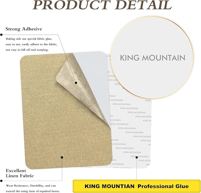 KING MOUNTAIN Coarse Linen Repair Patches, Self-Adhesive Linen Fabric Patches - Image 2