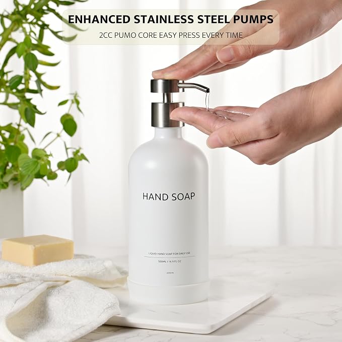 Glass Soap Dispenser Set by Janxin, Bathroom Soap Dispenser Set - Image 4
