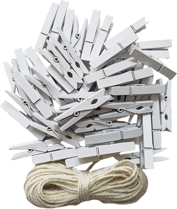 1.9 Inch White Small Clothes Pins Paper Picture School Work Holders Baby Shower by Unknown