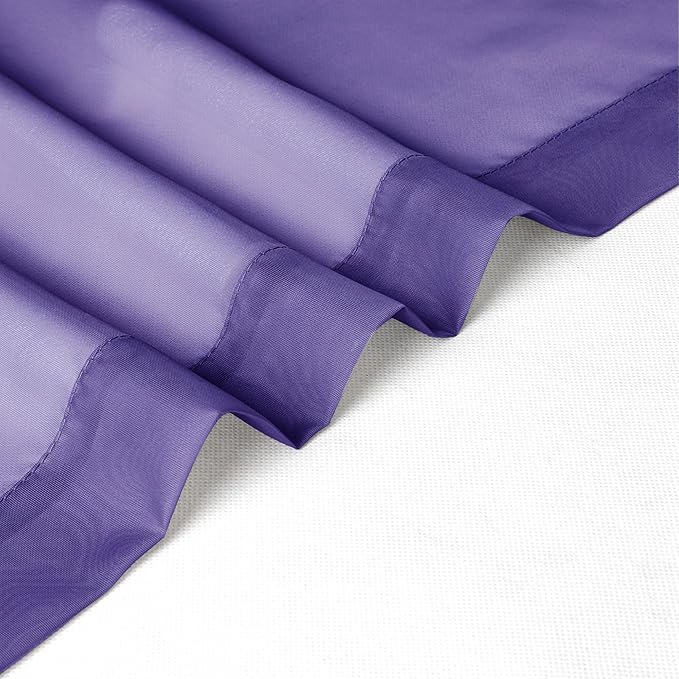 Chyhomenyc Purple Sheer Curtains 45 Inch Long 2 Panels, Light Filtering Rod - Image 7