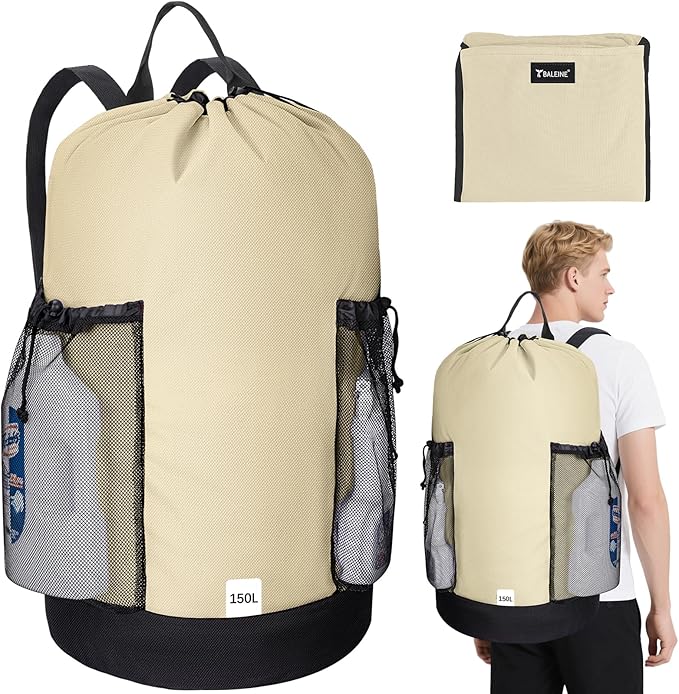 BALEINE 150L Laundry Bag Backpack, 900D Oxford Fabric Large Travel Laundry Bags by BALEINE