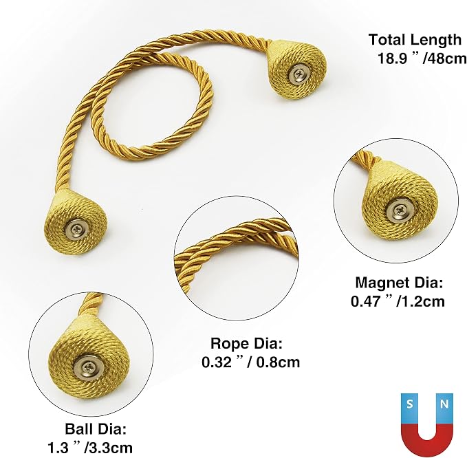 4 Pack Magnetic Curtain Tiebacks Rope Modern Handmade Curtain Tie Backs - Image 3