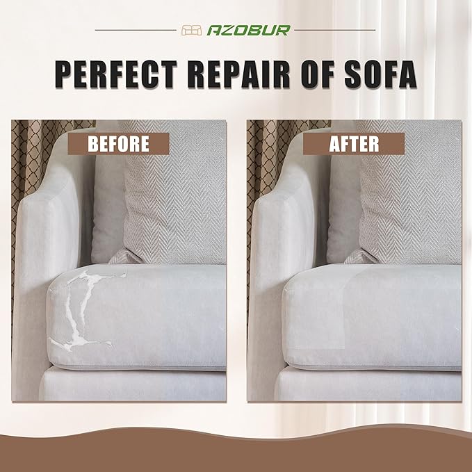 Azobur Fabric Couch Repair Patch 8.3 x 11 inches, Self-Adhesive Fabric Repair - Image 3