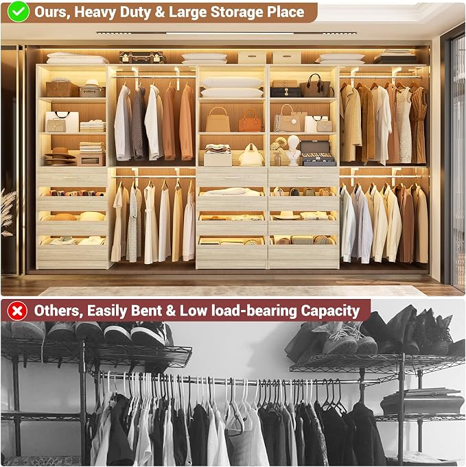 Aheaplus Closet System Set of 3, 138.5" Wood Closet Organizer System Tower - Image 6