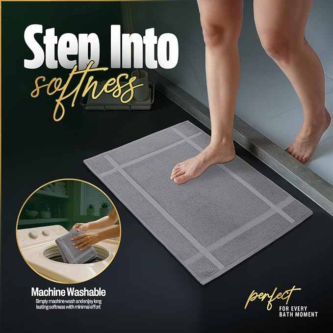 Pearl Linens Pack of 6 100% Cotton Bath Mat 20x30 inches, Soft & Absorbent - Image 8