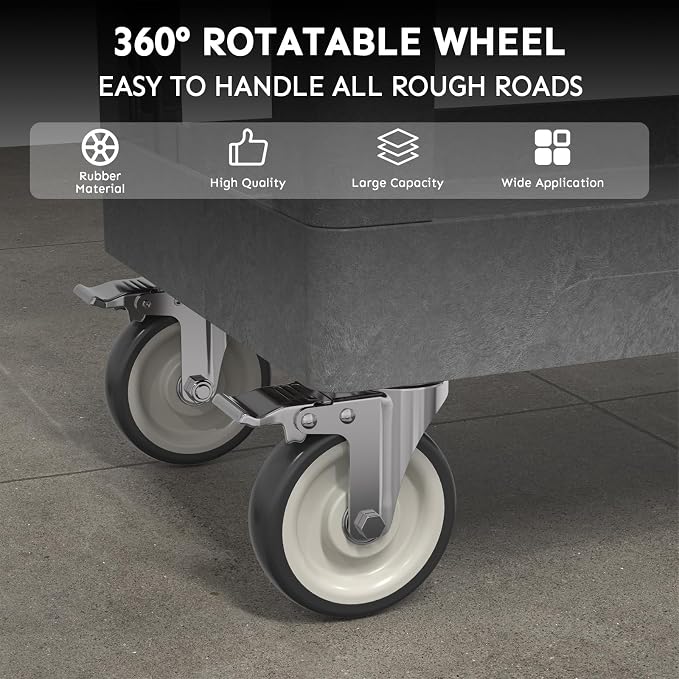 Utility Cart on Wheels, 1000 lbs Capacity Rolling Service Cart, 34 x 17 Inch - Image 5