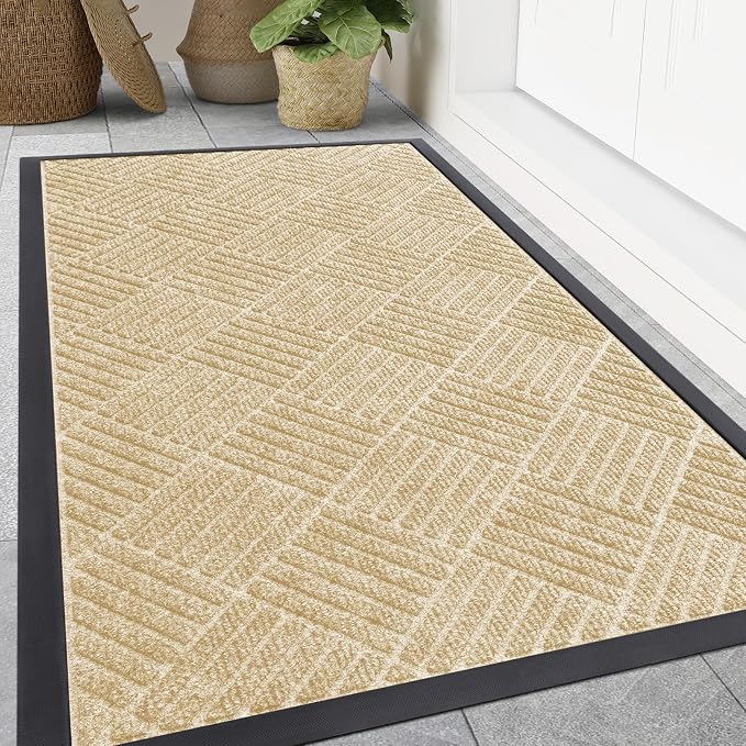 Smiry Front Door Mat Outside Entrance, Heavy Duty Outdoor Indoor Natural Rubber by Smiry