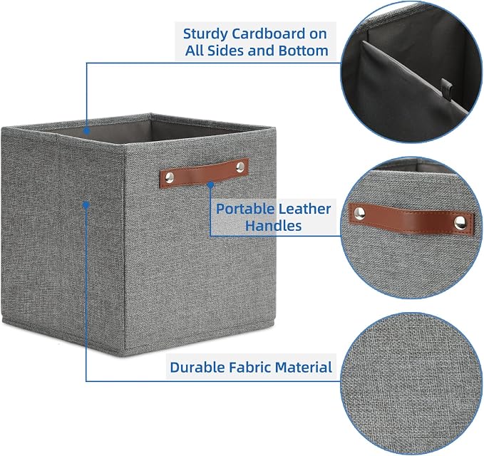 Temary 11 Inch Cube Storage Bins 4PCs Fabric Storage Cubes Storage Baskets - Image 3