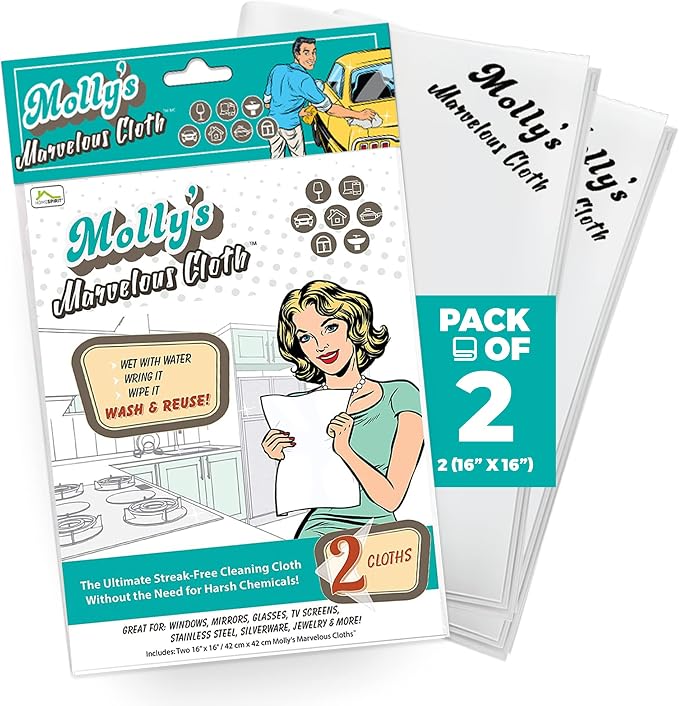 Molly's Marvelous Cloth, Streak-Free, Lint-Free Microfiber Cleaning Cloth by HomeSpirit