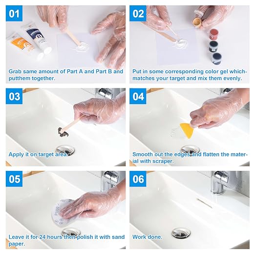 Tub Repair Kit White, Fiberglass Porcelain Repair Kit - Image 6