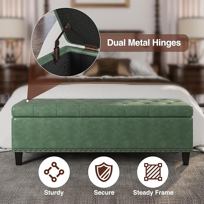 Storage Ottoman Bench, 51-Inch Large Storage Bench - Image 7