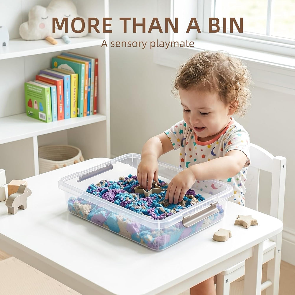 Citylife 6PC Storage Bins with Lids, Stackable Plastic Box, Paper Storage