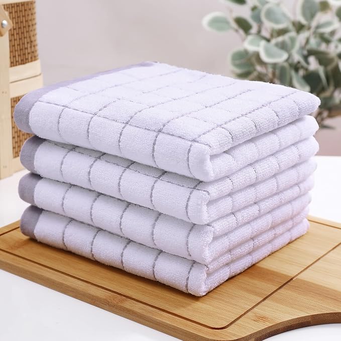 Homaxy 100% Cotton Terry Kitchen Towels, Checkered Designed, Soft and Super - Image 8