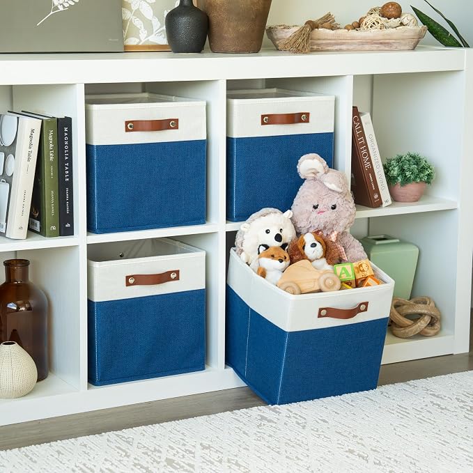 OrganiHaus 11x11 Fabric Cubes Storage Bins Set of 4, Foldable Collapsible - Image 3
