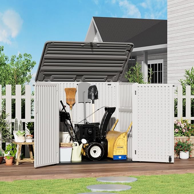 ZZM Large Outdoor Storage Shed, 48 Cu Ft Resin Versatile Storage Cabinet - Image 3