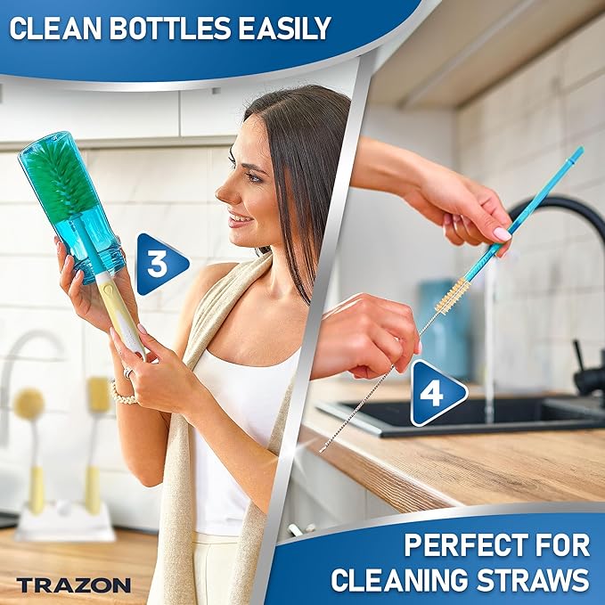 Dish Brush Set of 5 with Holder - Image 4