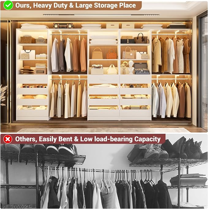 Aheaplus Closet System Set of 3, 138.5" Wood Closet Organizer System Tower - Image 6
