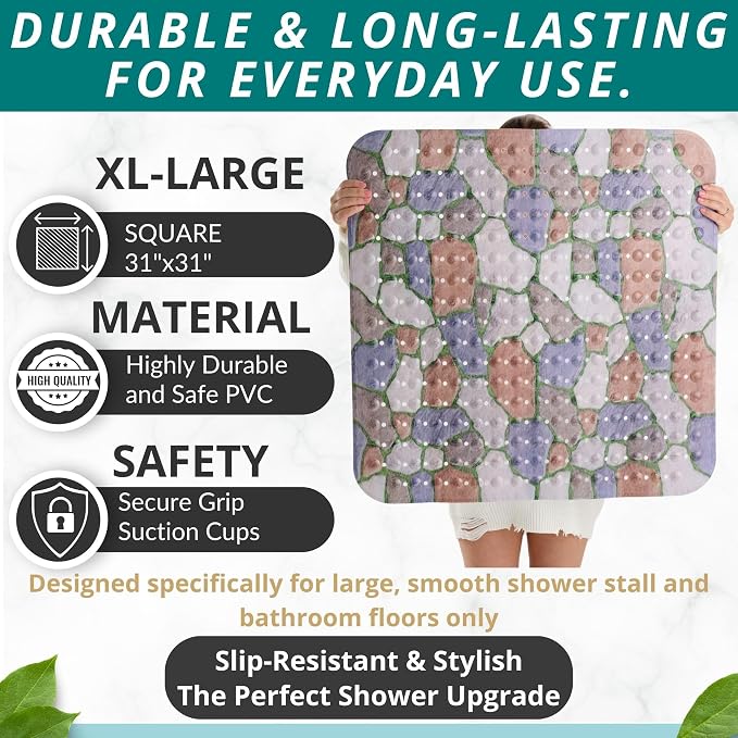 ENKOSI Extra Large Square Non Slip Shower Mat - Image 3