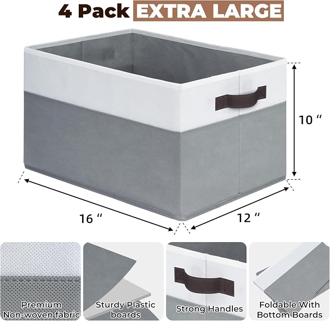 Criusia Extra Large Storage Bins 4 Pack - Image 2