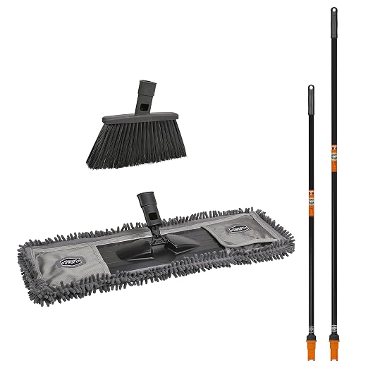 SWOPT 24” Microfiber Dust Mop, Angle Broom + 48” & 60" Steel Handles, Combo — by SWOPTCleaning