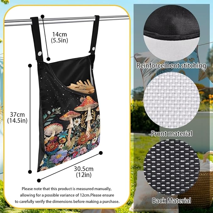 Mushroom Clothespin Storage Hanger Bags Laundry Clothespin Bag, Clothespin Bag - Image 6