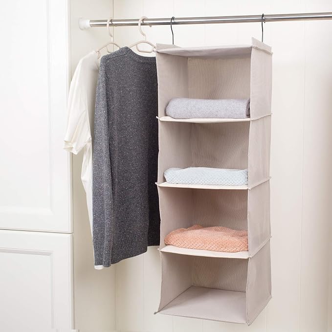 Hanging Closet Organizer and Storage, Foldable 4-Shelf Wardrobe Clothes Shelves - Image 5