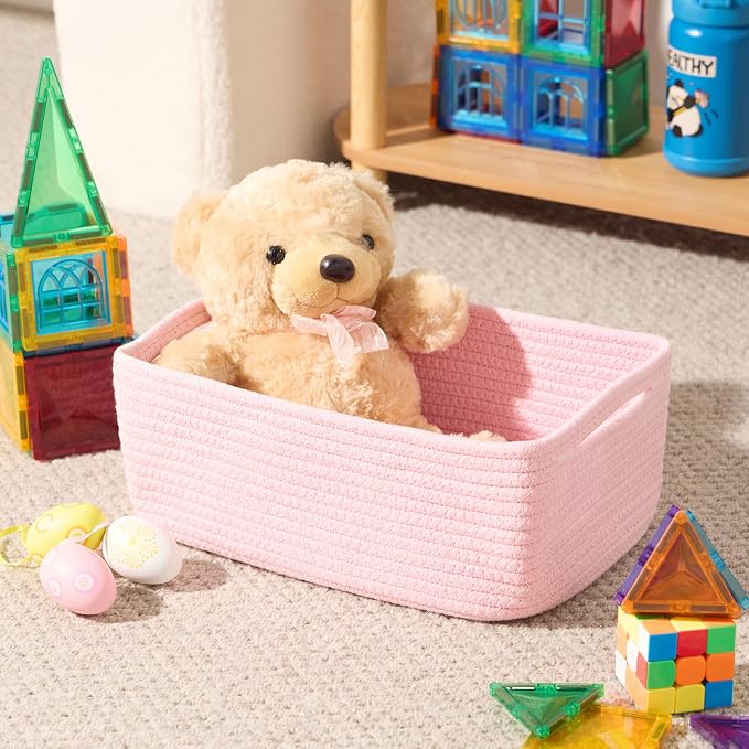 Small Storage Baskets for Organizing | Closet Organizer Bins | Shelf Toy Basket - Image 4