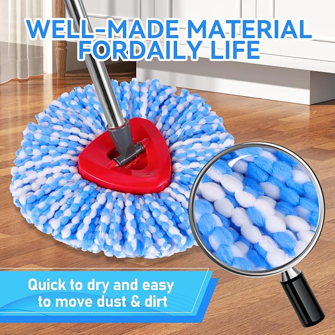 7 Pack Spin Mop Head for O-Ceda RinseClean 2 Tank System, 4 Triangle Microfiber - Image 4