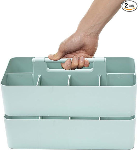 2 PACK - Portable DIY 8 Dividers Durable Plastic Tote Basket Bin Tool & Supply by EnjoyOrganizer