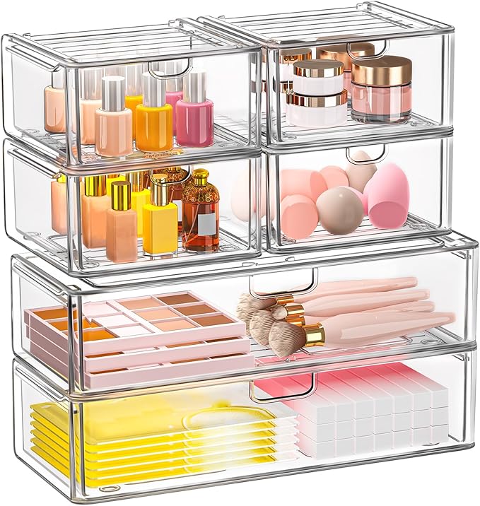 Acrylic Storage Drawers Set of 6, Plastic Organizer Bins - Image 8