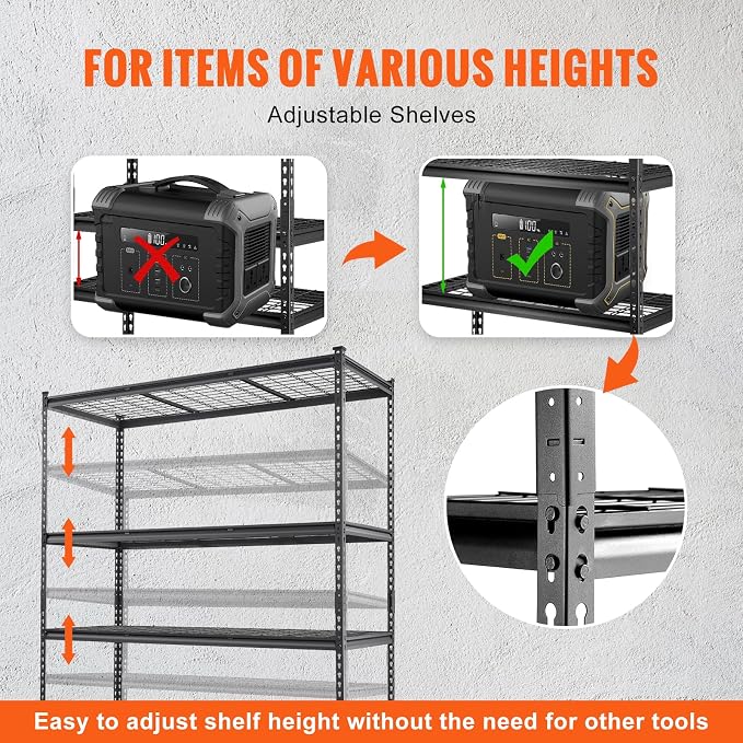 VEVOR Storage Shelving Unit, 5-Tier Adjustable, 2000 lbs Capacity, Heavy Duty - Image 7
