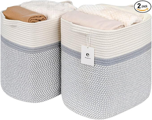 Storage Baskets for Clothes Fabric Cotton Rope Storage Basket by Laughbird