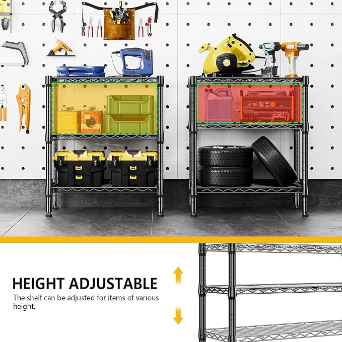 750 lbs 3 Tier Shelf Metal Storage Shelves Wire Rack Closet Organizers