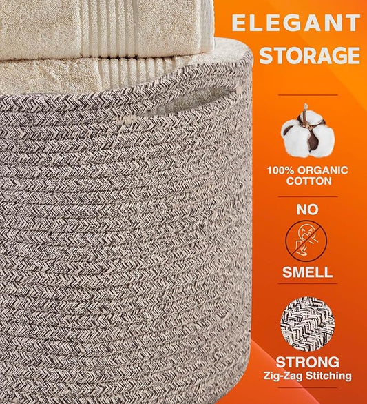 CHAT BLANC Cotton Rope Baskets for Organizing | Storage Baskets for Shelves | - Image 2