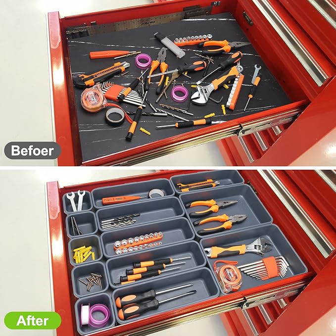 KeFanta 42 Pack Tool Box Organizer Tool Tray Dividers, Rolling Tool Chest Cart - Image 2