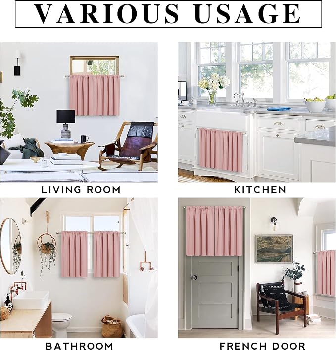 RYB Home Privacy Closet Curtains 36 inch 2 Panels Set, Room Darkening Rod - Image 6