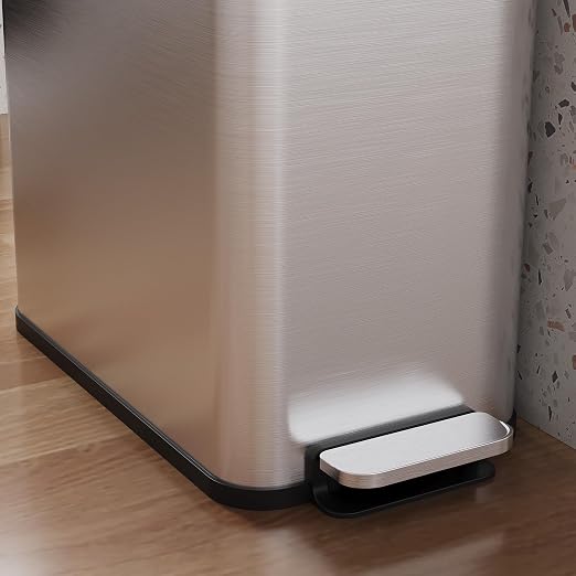 15-Gallon Dual Trash Can, Step-On Pedal Kitchen Trash Bin - Image 7