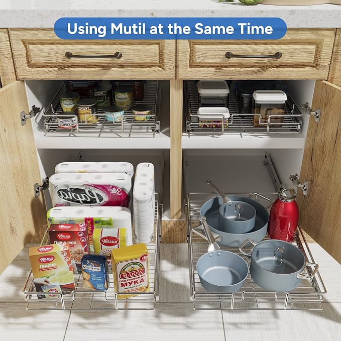 ROOMTEC Pull Out Cabinet Organizer, Cabinet Pull Out Shelves 12½" W x 21½" D - Image 6