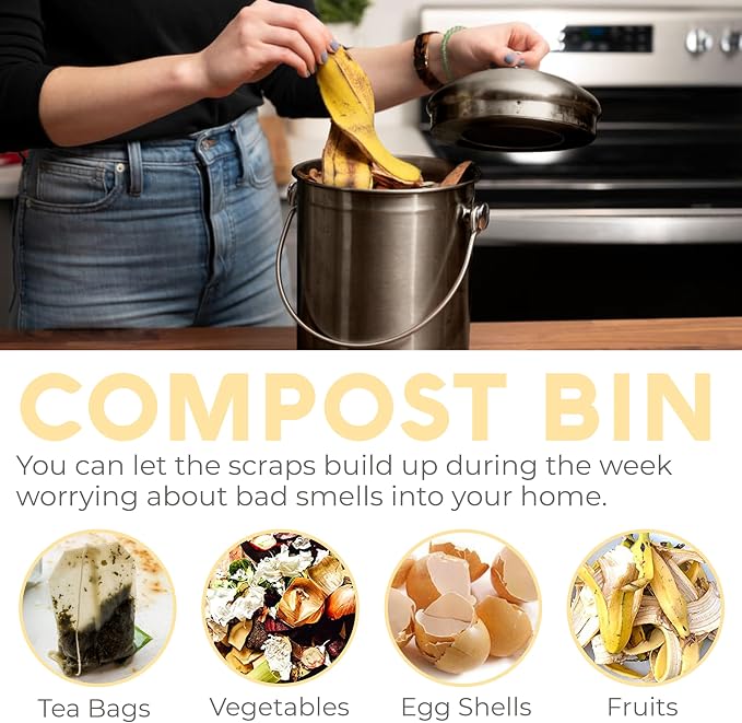 EPICA Countertop Compost Bin Kitchen | 1.3 Gallon | Odorless Composting Bin - Image 7