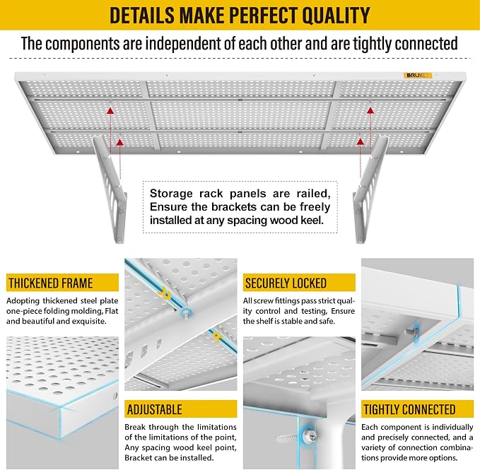 4Pack 1.64x4ft Adjustable Metal Garage Wall Shelving Heavy Duty Garage Storage - Image 5